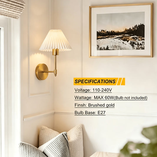 Brass Finish Pleated Shade Wall Lamp Product Specifications Guide