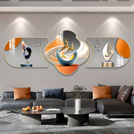 Modern Geometric Wall Art Canvas Set for Living Room