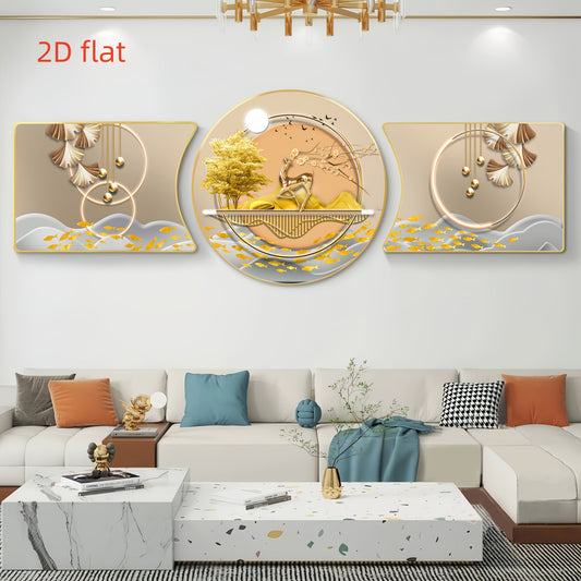 Modern Golden Ginkgo Leaves Wall Art Decor Set