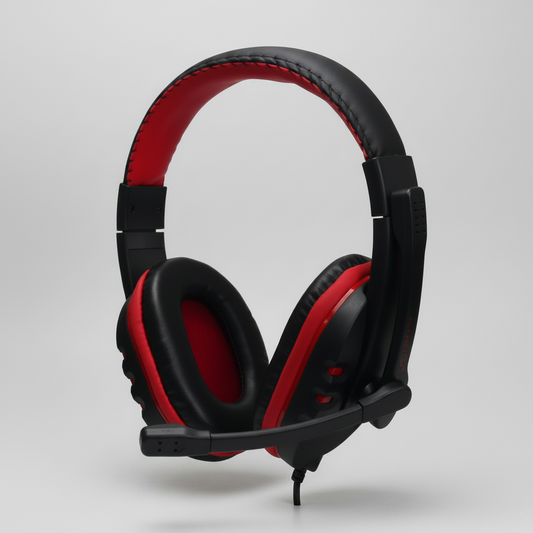 Gizpod Command premium red and black gaming headset over-ear wireless headphones.